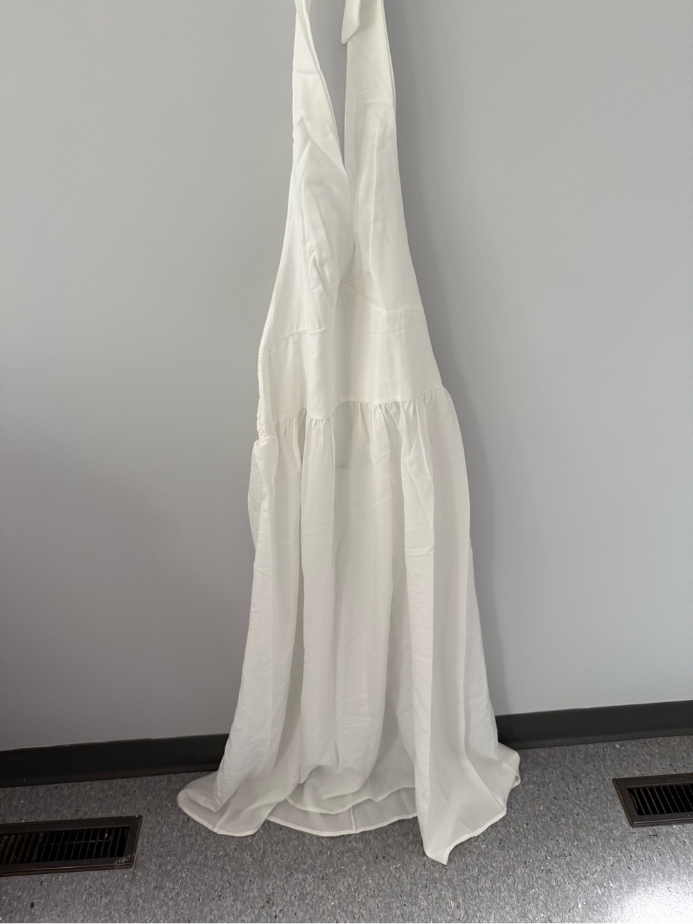 Sleeveless White Maxi Dress with Halter Neck